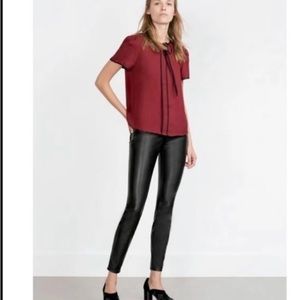 NWT ZARA  Black Faux Leather Jean XS